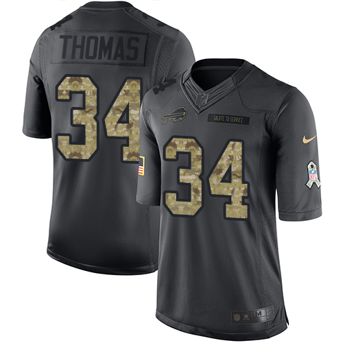 Youth Limited Thurman Thomas Nike Jersey Black - #34 2016 Salute to Service NFL Buffalo Bills